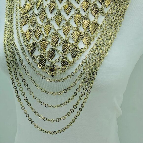 Multi Strands Bib Necklace, Gypsy Silver Kuchi Bohi Bib Necklace - Picture 6 of 12